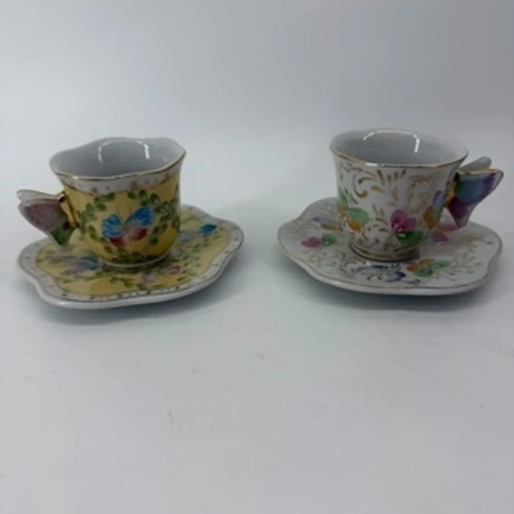 Formalities by Baum Bros Butterfly Espresso Cup and Saucer Set of 2 Porcelain